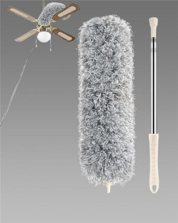 Microfiber Duster for Cleaning – Telescopic Extension Pole, Bendable Head, Scratch-Resistant Cover