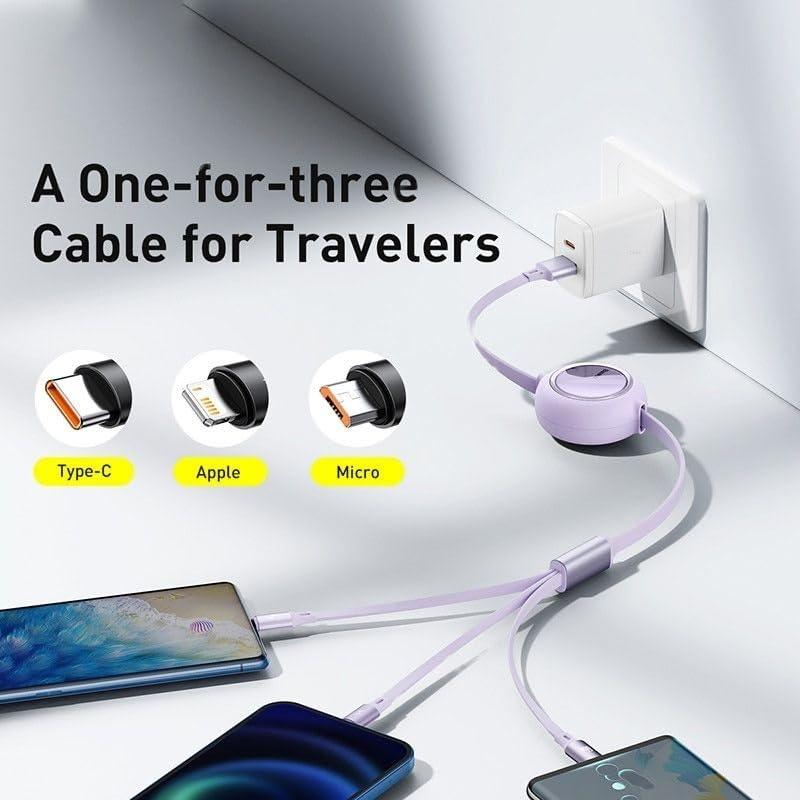 3-in-1 Charging Data Cable – Multi USB Charger for Android, iOS & Type-C Devices