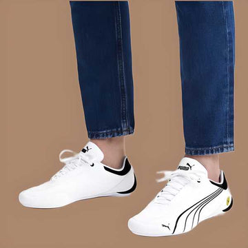 Men’s Driving Casual Shoes – White – Premium Synthetic Leather, Stylish & Comfortable
