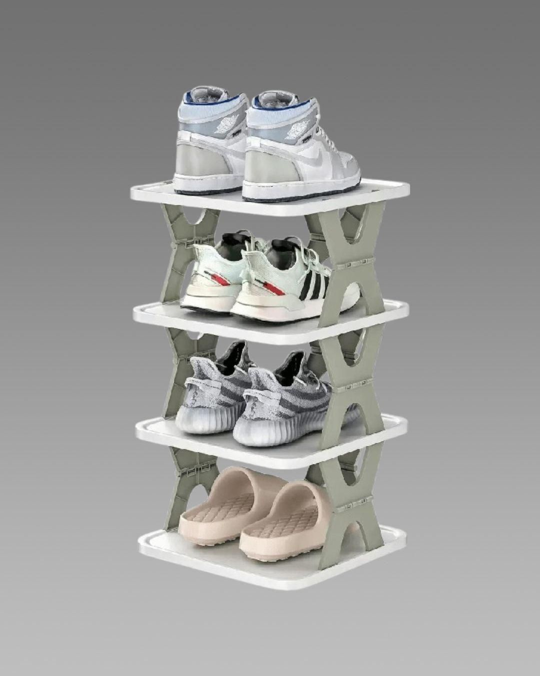 4-Layer Plastic Shoe Organizer Rack | Multipurpose Storage Shelf for Shoes, Slippers, Toys & More (Pack of 1, Assorted Color)