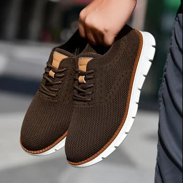 Men’s Comfortable Casual Shoes – Brown – Breathable Mesh, Flexible Rubber Sole