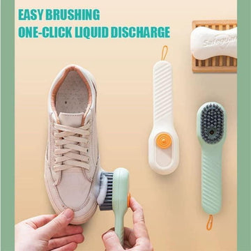 Soap Dispensing Cleaning Brush with Handle – Reusable Scrubbing Brush for Shoes & Clothes (Pack of 1)