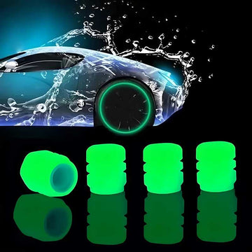 Pincuttee Universal Luminous Tire Valve Stem Caps – Blue (Pack of 4)