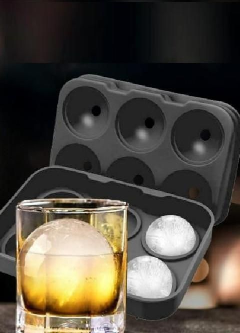 6 Ball Large Ice Cube Tray – Round Silicone Ice Ball Maker Mold for Drinks & Cocktails