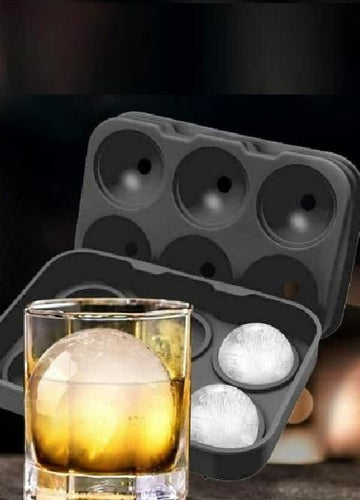 6 Ball Large Ice Cube Tray – Round Silicone Ice Ball Maker Mold for Drinks & Cocktails
