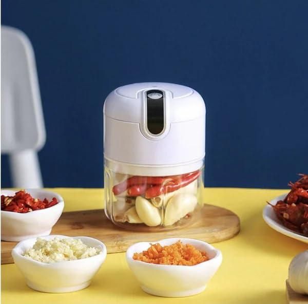 Mini Electric Garlic & Meat Chopper – Portable Food Processor with Stainless Steel Blades (400g)