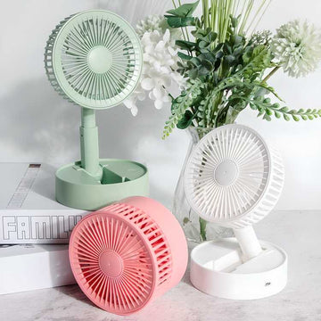 Rechargeable Telescopic Standing Fan – Adjustable Height Portable Desk Fan with 7200mAh Battery | Foldable, Quiet & 4-Speed Wind Modes for Home, Office, Outdoor Use