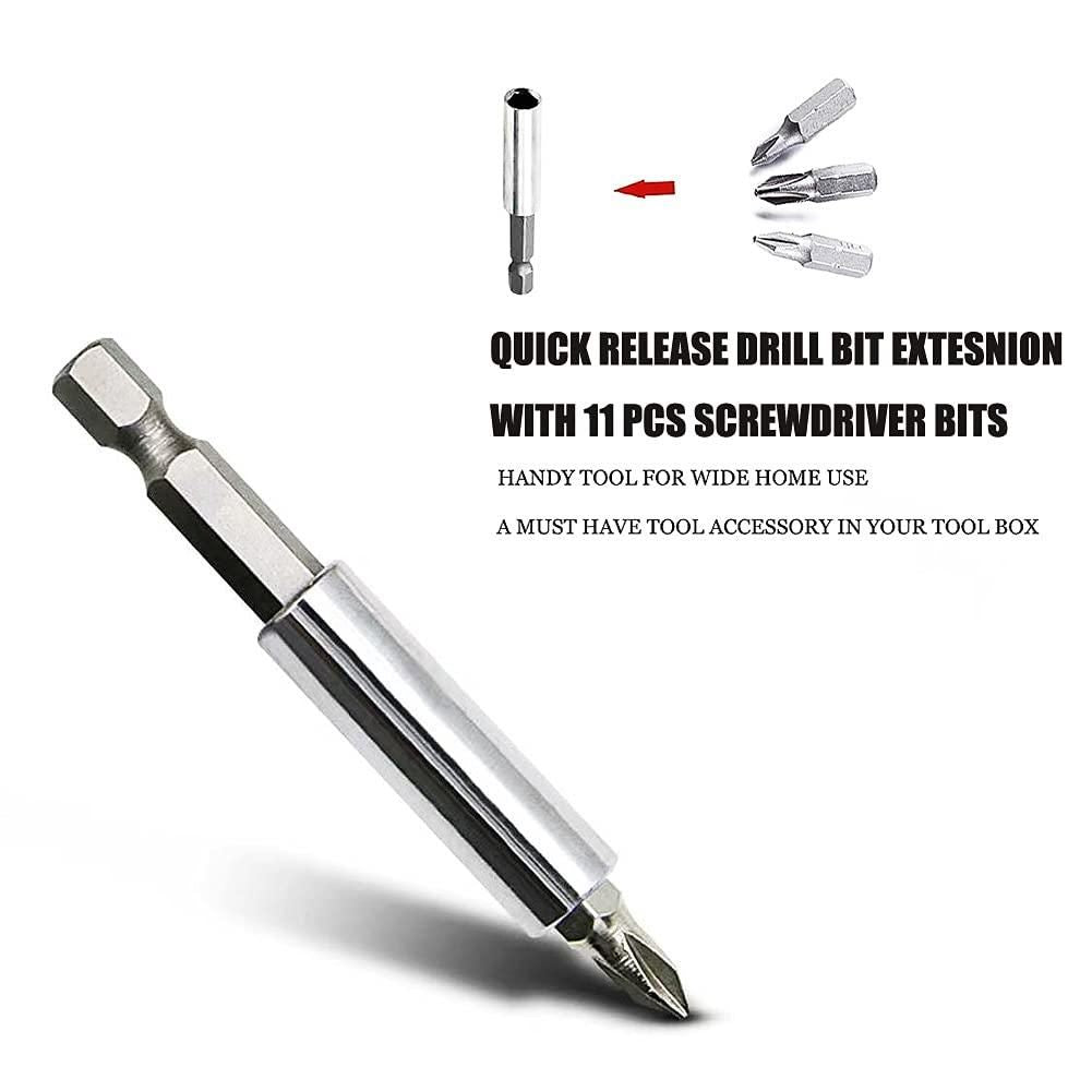 Drill Bit Extension Set for Tight Spaces – Flexible Bendable Shaft with Universal Socket & Screwdriver Bits (Pack of 13)
