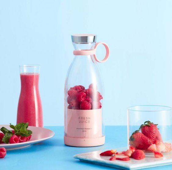 Electric Portable Mini Juicer Bottle – USB Rechargeable Travel Blender for Smoothies & Shakes | 420ml Personal Juice Maker