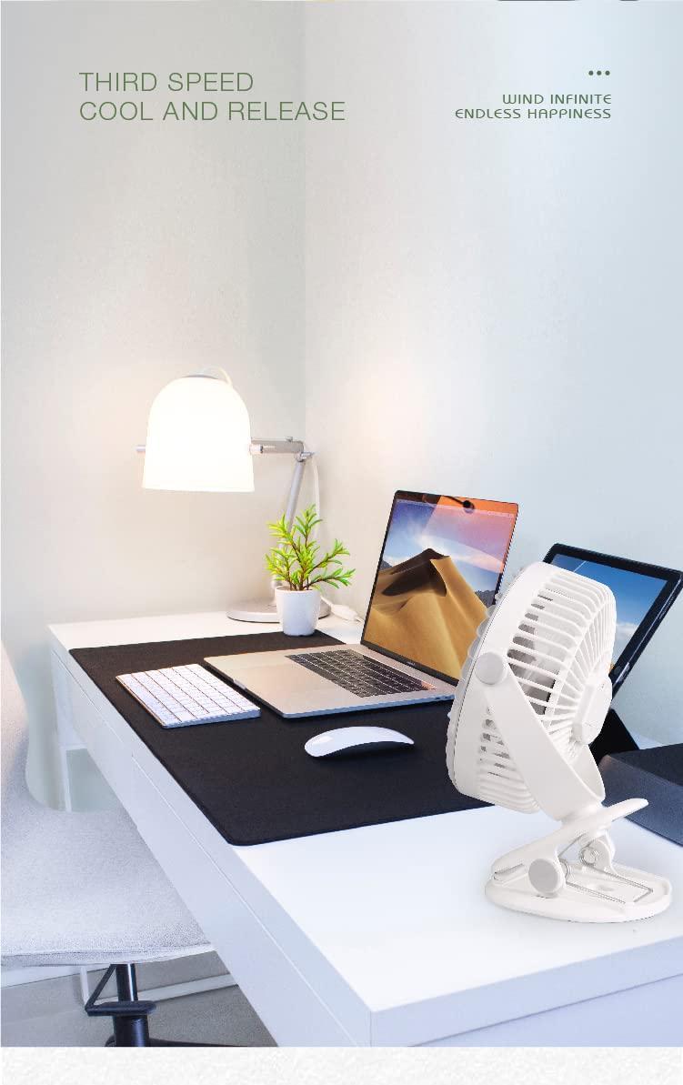Portable Super Airflow Silent USB Desktop Fan – 10000mAh Rechargeable, 360° Rotation, Clip-On Table Fan