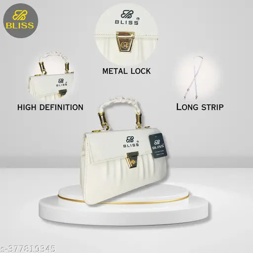 Graceful Stylish Slingbags Luxury High Quality PU Leather Women Shoulder Bag (White)